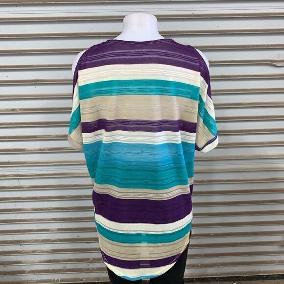 Lush striped cold shoulder shirt sleeve sweater - Picture 7 of 8